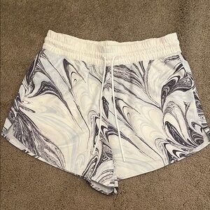 Athleta Purple, Light Blue, and White Athletic Shorts with Marble Pattern